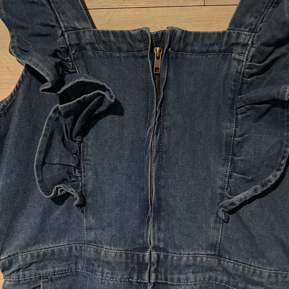 Indigo Ruffle Denim Romper - Picture 4 of 6
